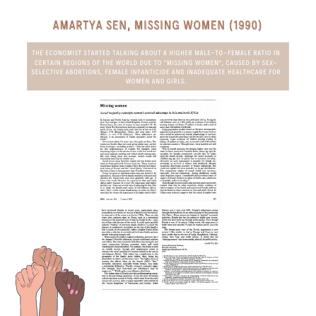 Social media graphic introducing Amartya Sen’s Missing Women research